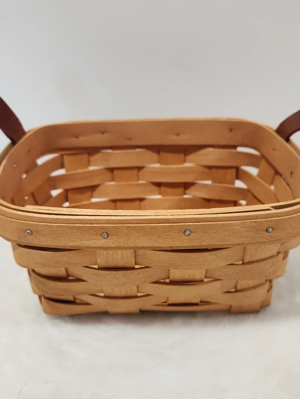 Longaberger Vintage VTG Knick Knack Handwoven Maple Rectangular Basket